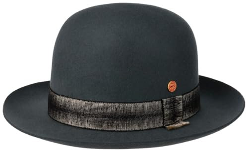 Mayser Victor Melone Wollhut Wollfilzhut Filzhut Melonenhut Damen/Herren - Made in The EU mit Ripsband, Ripsband Winter Herbst Sommer Frühjahr Frühling-Sommer Herbst-Winter - XL (60-61 cm) taubenblau