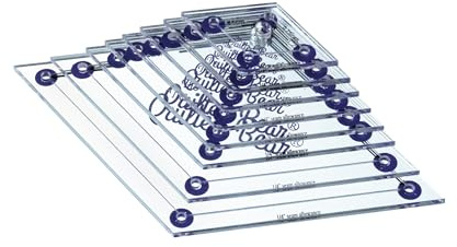 The Quilted Bear Diamond Quilting Templates, Set of 8 | 3/4 to 3 Sizes, Transparent Acrylic, Non-Slip, 1/4 Seam Allowance, Stenciling Cutouts, Storage Bag, for Patchwork & EPP