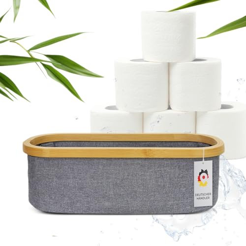 Cesta de Almacenamiento de Bambú para Rollos de Papel Higiénico y Accesorios de Baño | Sistema de Organización
