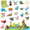 MOONTOY Party Favours for Kids, 24 Pack Mini Building Blocks Animal Building Toy Set, 3 IN 1 Mini Building Blocks Set Stocking Fillers Valentines Easter Birthday Gift for Boys Girls Ages 6-12+