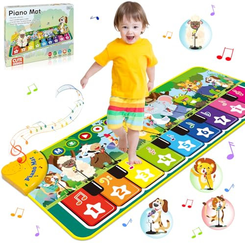 Dromlag Musical Toys for 1 2 3 Year Old Boys Girls, Musical Piano Dance Mats for Kids with 10 Animals Sounds, Early Educational Toddler Toys Birthday Christmas Xmas Easter Gifts for Kids