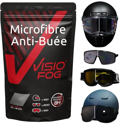 Anti-Beschlag-Tuch Motorradhelm VisioFog | Wiederverwendbares Mikrofasertuch gegen Beschlagen für Brille, Ski, Schwimmen | Bis zu 150 Anwendungen für Visier & 200 für Brillen