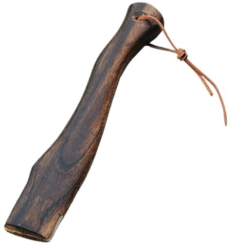 Yxhandtag utbyte, yxhandtag, 33 cm trä yxa handtag ersättning med hängande lädersladd, böjt yxhandtag för gränssnittet