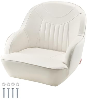 VEVOR Siège de Bateau à Dossier Bas, Siège Baquet de Capitaine Confortable, Assis de Bateau avec Rembourrage en Éponge Épaisse et Cuir PVC Imperméable, Remplacement pour Yachts, Navire, Blanc