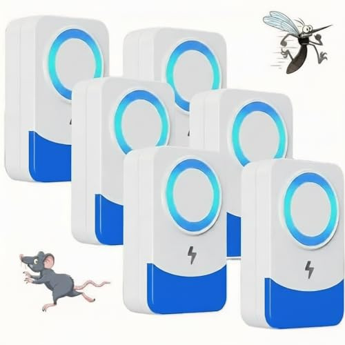 Ultrasonic Pest Repeller | Pack of 6 | Covers 350㎡ per Device | 2026 Upgraded Powerful Mouse Repellent | Wide Frequency Range | Repels Mice, Rats, Spiders, Mosquitoes, Ants, Fleas, Bugs & Flies