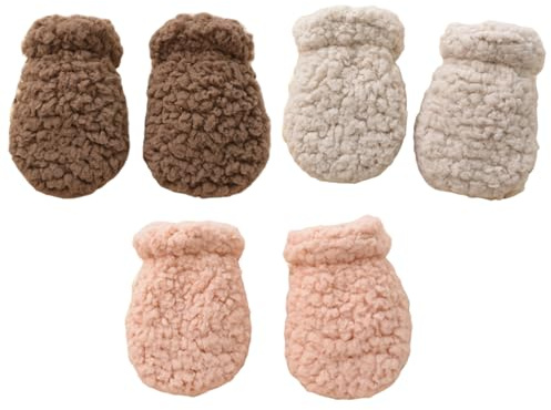 Joygoodta Baby vintervantar 3 par tjocka varma spädbarn vintervantar fleece spädbarn handskar för nyfödd baby pojke flicka 0-12 månader