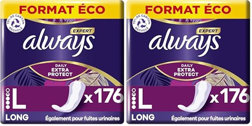 Always Expert Long Protège-slips 8x22 Unités, Extra Protection Au Quotidien, Retiennent Les Odeurs, Aussi Pour Les Premiers Signes De Fuites Urinaires (Lot de 2)