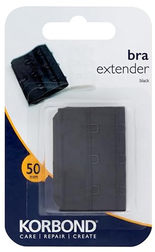Korbond Double Hook Bra Extender – 3 x 50mm Black Bra Extender – Machine Washable – Increase Bra Size By Up To 8cm – Comfort Fit