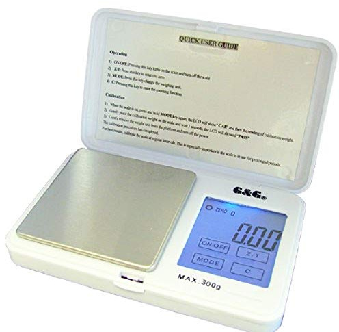 G&G TS100 g/0,01 g eller 300 g/0,01 g eller 500 g/0,01 g eller 1 000 g/0,1 g finvåg fickvåg digital våg myntvåg guldvåg (vit, 1 000 g x 0,1 g)