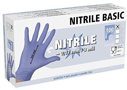 Kerbl 15331 Einmalhandschuhe Nitril Basic - ungepudert, Größe M, 100 Stück, blau