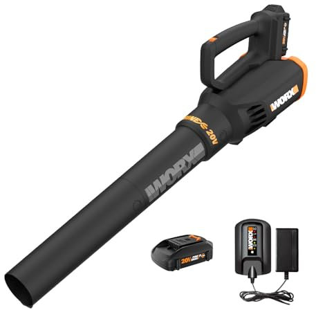 WORX WG547 20V Cordless Leaf Blower, Electric Blower with Turbine Fan, Blowers for Lawn Care with 2 Speed Control, Battery & Charger Included