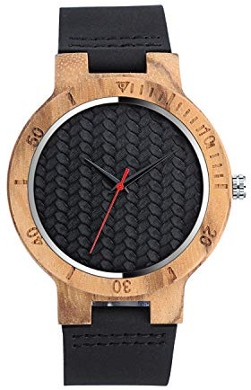 Unendlich U-Moda Casual Reloj de Madera de Bambú para Mujer y Hombre Reloj de Cuarzo Negocios con la Correa de Cuero Genuino Idea Regalo Navidad