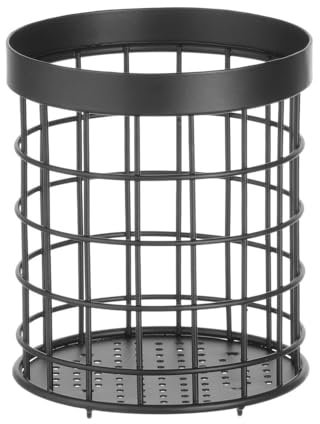 HENDI Cesta para cubiertos de metal, soporte escurridor organizador de cubiertos, portacubiertos, cubertero, porta utensilios de cocina, ø125x(H) 145mm, acero inoxidable, negro