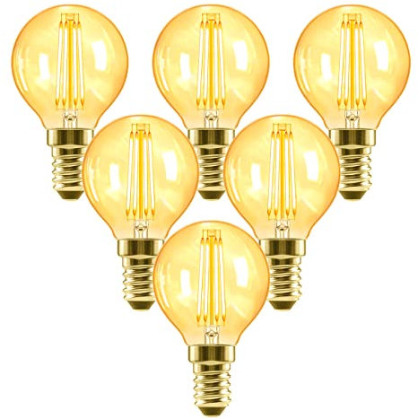 LVWIT Vintage Glühbirne E14 LED Lampe Tropfenform 4W 410LM Fadenlampe Filament Birne, ersetzt 35W Glühbirnen,Warmweiß 2400K, Nicht Dimmbar, 6er Pack