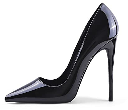 Zhabtuc Damen Pumps Sexy Klassische High Heels Spitze Stiletto Damenschuhe Prom Party Hochzeit Pendler Damen Heels Pumps 12CM Alles Schwarz 42 EU(12 US)