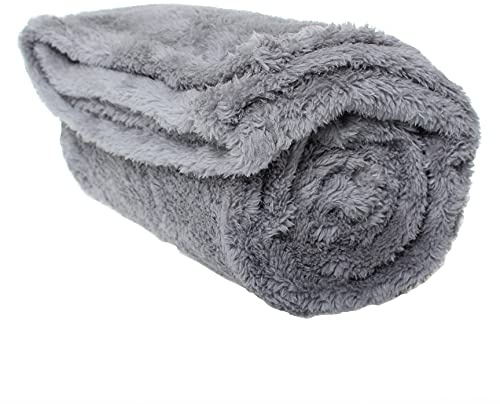 Couverture polaire douce et moelleuse pour chats et chiens Jeté chaud lavable en machine Protège les meubles Gris, taille M : 80 x 100 cm