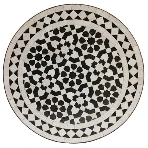 Casa Moro Mesa redonda para balcón, mesa de jardín con mosaico, mesa auxiliar de Marrakech, Marruecos, diámetro 45 cm