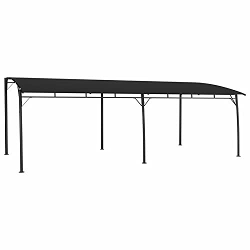 Tidyard Gazebo da Giardino, Pergola, Padiglione, Parasole in Tessuto Antracite - Struttura in Acciaio 6x3x2,55 m - da Parete
