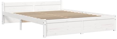 vidaXL Giroletto Bianco in Legno Massello 140x190 cm