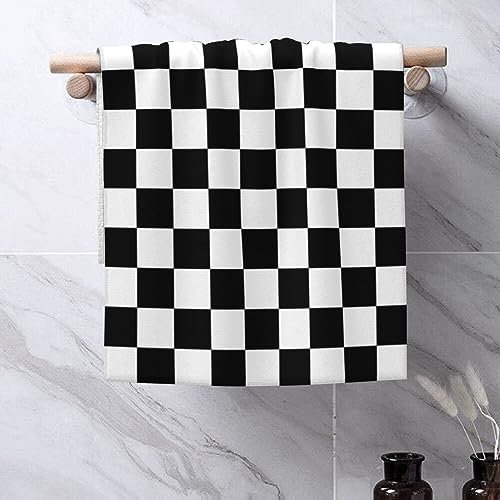 hsbolediy Schwarze karierte dekorative Handtücher, Geschirrtücher, 60 x 40 cm, für Party, Badezimmer, Schlafzimmer, weiße karierte Küchentücher zum Kochen, Backen, Heimdekoration