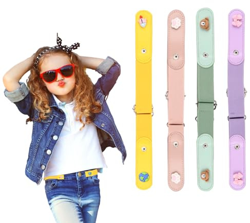 Azonelife 4 Pezzi Cintura Elastica Regolabile per Bambini, Cinghie Elastiche Senza Fibbia in Vita, Invisibile Regolabile 2-15 Anni
