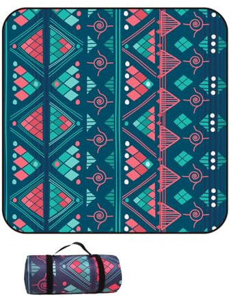 Treer Grande Mantas de Picnic Impermeable, Estilo Bohemio Plegable Manta para Camping Manta de Playa Portátil para Pícnic Viajes Camping Jardín Fiestas Familia al Aire Libre (100x150 cm,Estilo 2)