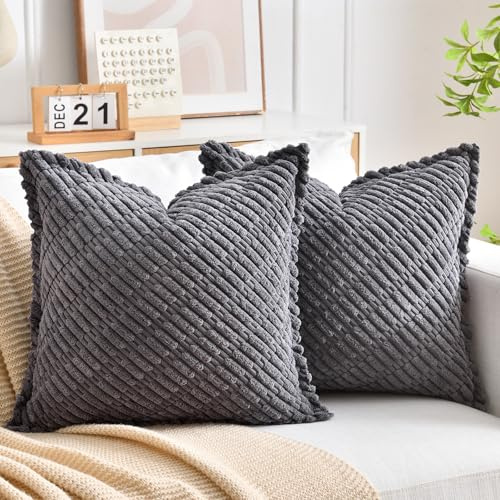 LRartdeco Juego de 2 Funda de Cojines 45x45 Cojines Decorativos Funda Cojines Sofa Fundas de Almohada Cuadrado Terciopelo para Sofá Silla Cama Sala de Estar Dormitorio Coche Hogar