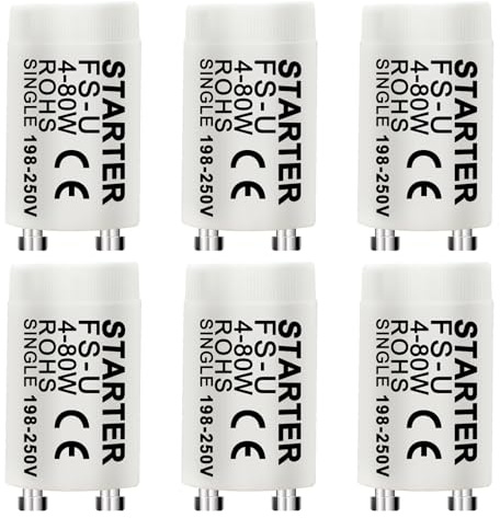6-pack universell startmotor för lysrör och LED, FS-U 4–80 W, 198–250 V, snabb tändning för lysrör och LED-rör spegeldrag