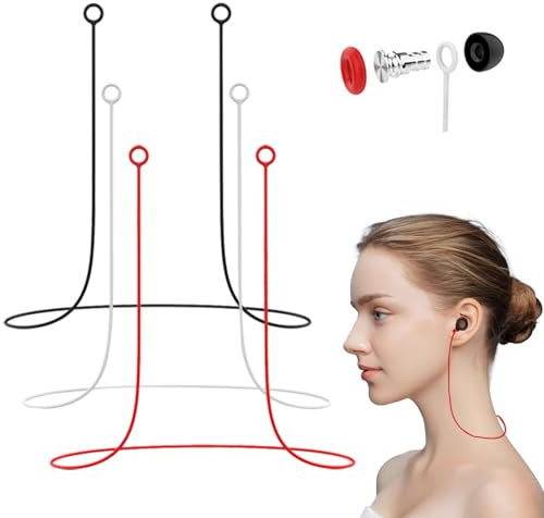 KASESSS 3 Pièces Cordon de Connexion de Bouchon d'Oreilles, Cordon en Silicone pour Bouchons d'Oreilles, Cordon de Sécurité Anti-Chute pour Bouchons d'Oreille avec Embouts Amovibles (3 Couleurs)