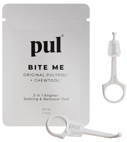 PUL 2-in-1 Aligner Removal Tool and Chewies for Invisalign Aligners, Retainers and Trays - Patented Invisalign Remover Tool for Easy Removal & Secure Fit - Pack of 2, White