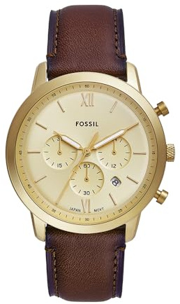Fossil Orologio Neutra da uomo, movimento cronografo al quarzo con cinturino in pelle