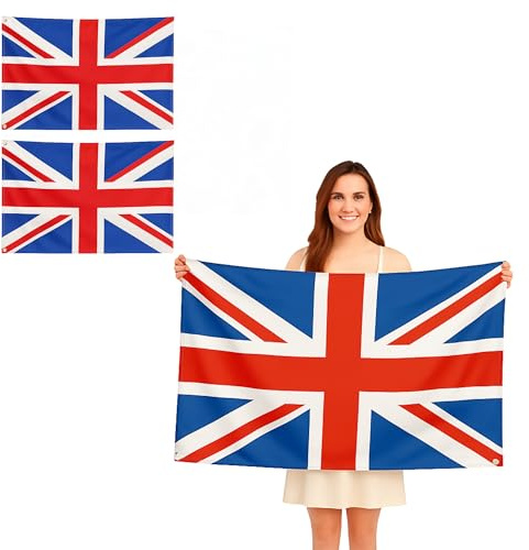 5ft x 3ft Union Jack Flag – Great Britain UK National Banner | Large British Decoration, Double Stitched Flag with Two Brass Eyelets | Indoor Outdoor Party Display