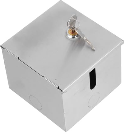 NUOBESTY Caja Protectora Para Enchufes De Acero Inoxidable Tipo 86 Con Cerradura, y Resistente Intemperie, Para Seguridad Infantil En Paredes, 1 Unidad, Uso Interior y Exterior