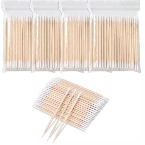 Lot de 400 cotons-tiges à double pointe en bois pour tatouage, manche en bois, sourcils, eyeliner, beauté, maquillage, ongles