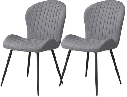 Dining Chairs, Dining Chairs Set of 2, Upholstered High Back Soft Padded Seat Side Dining Chairs for Living Room and Dining Room, Grey
