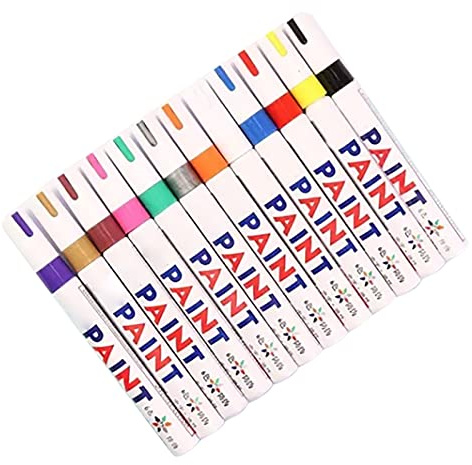 Acouto 12 Pennarelli Graffiti Colori Vivaci Assortiti Pennarelli Impermeabili Ad Asciugatura Rapida per Vetro, Legno, Copertura Elevata Garantisce a Vernice Rapida, Sicurezza, Acquerello a secco.