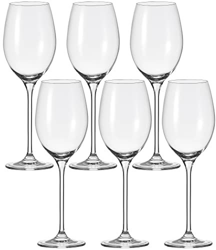 Leonardo Cheers Weißwein-Gläser 6er Set, spülmaschinenfeste Wein-Gläser, Wein-Kelch mit gezogenem Stiel, Weisswein Weingläser Set 400 ml, 081431