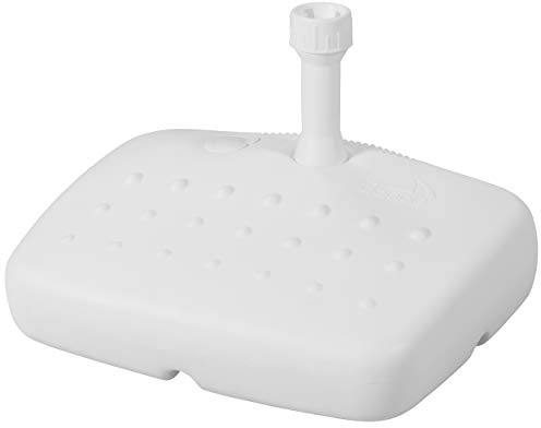 Doppler Pied de Parasol de Balcon Blanc pour Tube jusqu'à 33 mm, Poids de Remplissage d'eau 17 litres/Sable 20 kg