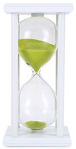 Reloj de reloj de arena con temporizador de vidrio de arena de 60 minutos para cocina, oficina, decoración del hogar, regalo (blanco verde)