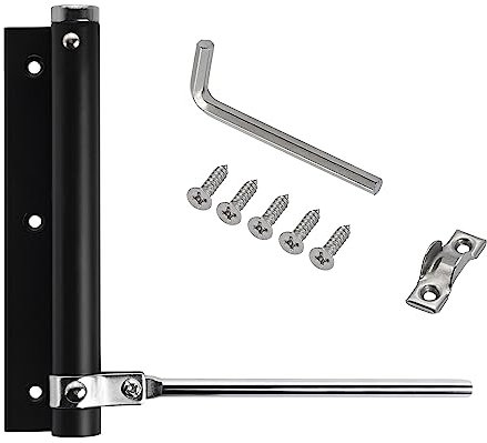 Stahlia Automatischer Türschließer Schwarz (1 Stück) Türdämpfer 55 KG Schließkraft Zimmertür Haustür Gartentor Scharnier Stangentürschließer