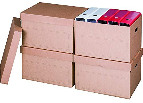 Ropipack Archiv Multibox Archivschachtel Aktenkarton mit Deckel - 413 x 330 x 266 mm - 10 Stück