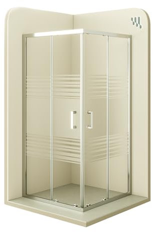 MOG Duschkabine mit Schiebetüren 70x75 cm Höhe: 190 cm Eckdusche mit Rollensystem aus 6mm teilsatiniertem ESG Glas DK77 - alle Grössen