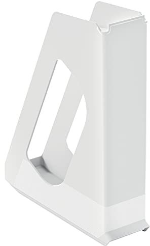 Esselte A4 Magazine File, Desktop Storage Organiser for Catalogues, Brochures, Papers and Folders, Strong Plastic File, VIVIDA Range, White, 628215