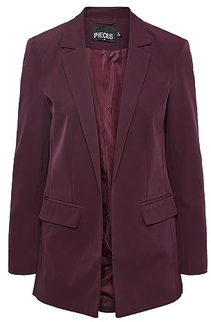 PIECES Pcbozzy Ls Loose Blazer Noos Bc Blazer, Rosso (Grape Wine), XL Donna