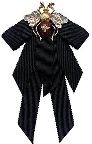LUMoony Spilla con Fiocco d'Api Nera, Vintage, Strass, Cristallo - Accessorio per Colletto e Cravatta, Abbigliamento da Donna