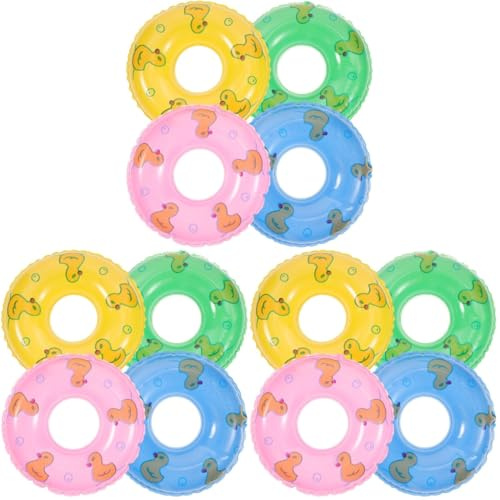 SAFIGLE 45 Pcs Mini Inflatable Swim Rings Photo Props - Assorted Color Pool Float Toys for Dollhouse Decor, DIY Mini House Accessories, Party Decorations, Baby Playthings, and Photography Setup