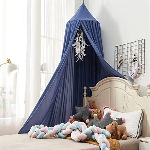Surwin Betthimmel Madchen Jungen Babybett Doppelbett, Einfarbig Moskitonetz Baldachin Kinderzimmer Einzelbett Himmel Schlafzimmer Dekoration Spielzelte Kinder Geschenk (Dunkelblau)