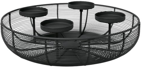 Villeroy & Boch - Black Xmas Corona de Adviento, 37x10cm, decoración navideña de Metal, Negro