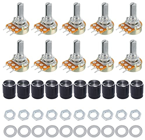 10Pcs Rotary Potentiometer Joystick 10K Potentiometer Set Linear Taper Potentiometer Rotary Potentiometer with Nuts and Washers Rotary Encoder