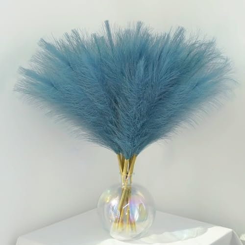 VIDSTW 30 Pezzi Pampas Blu Artificiale Pampas Decorative Alte 55 cm Finti Soffici e Soffici Erba di Pampa Decorativa per Matrimonio Soggiorno Boho Arredamento Casa